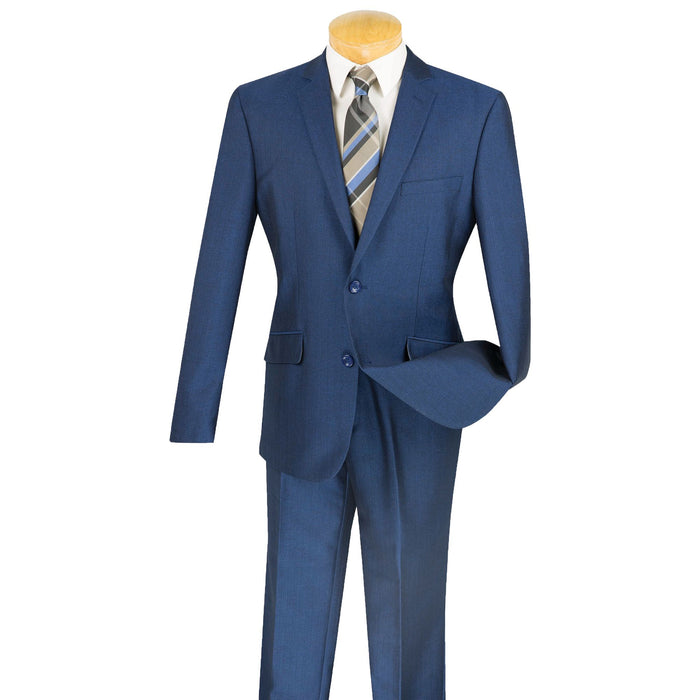 Textured Weave Stretch Slim-Fit Suit in Blue