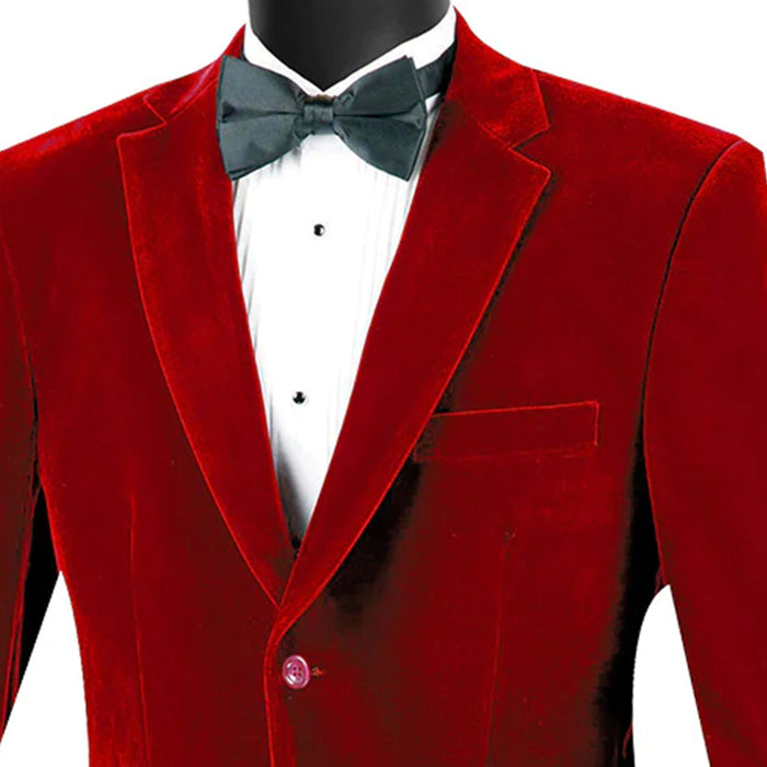 Velvet 2-Button Reg-Fit Dinner Jacket in Red