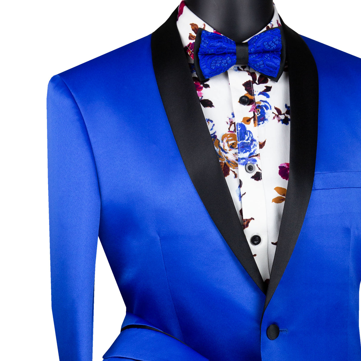 Sateen Slim-Fit Stretch Tuxedo Jacket in Royal Blue