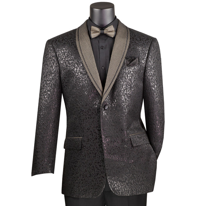 Velvet Shawl-Collar Reg-Fit Tuxedo Jacket in Black