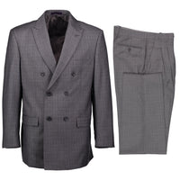 Glen Plaid Double-Breasted Classic-Fit Suit in Medium Gray