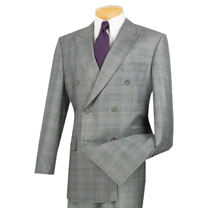 Glen Plaid Double-Breasted Classic-Fit Suit in Gray