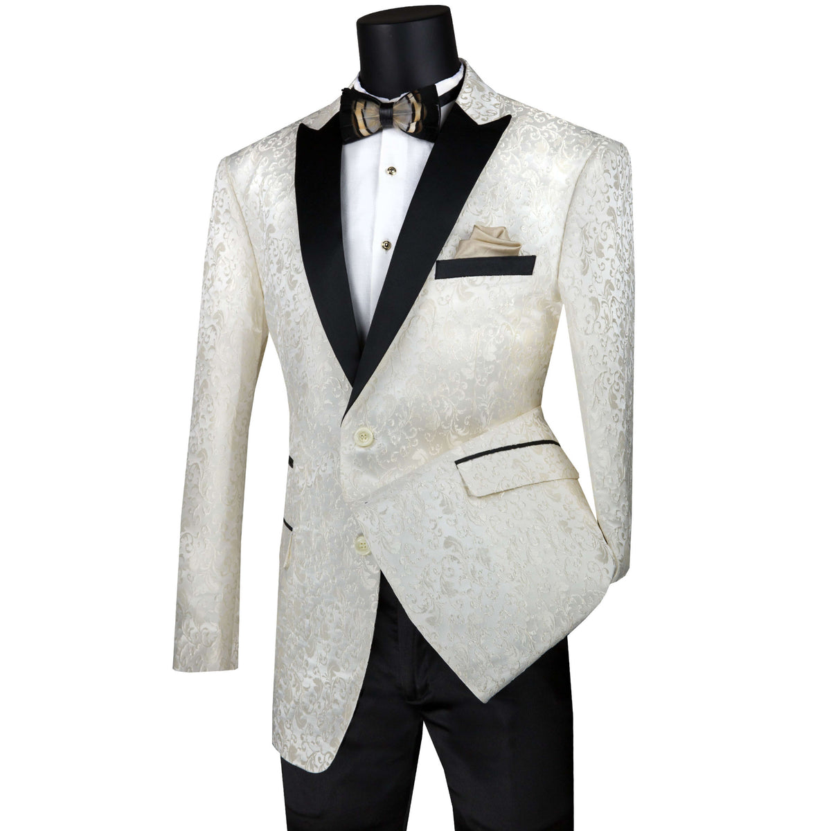 Paisley 2-Button Reg-Fit Tuxedo Jacket in Ivory