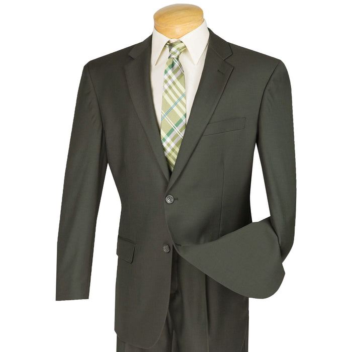 2-Button Classic-Fit Suit w/ Pleated Pants in Olive Green