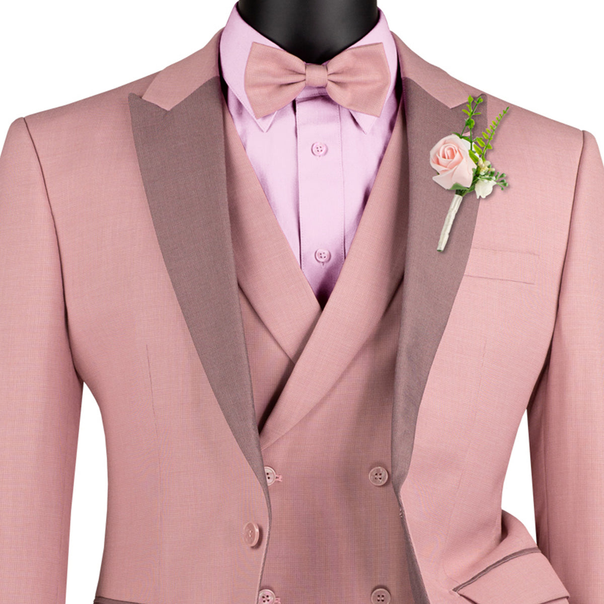 3-Piece Slim-Fit Tuxedo w/ Bow-Tie in Mauve