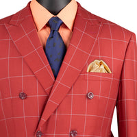 Windowpane Double Breasted Modern-Fit Suit in Baked Apple