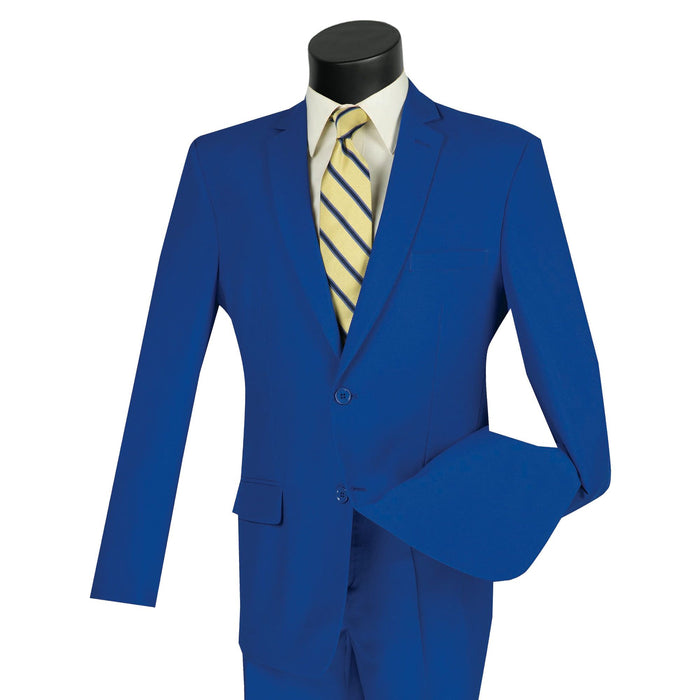 2-Button Classic-Fit Poplin Polyester Suit in Royal Blue