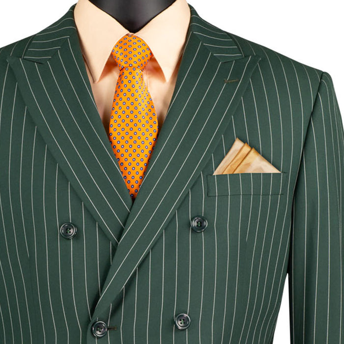 Gangster Pinstripe Double-Breasted Classic-Fit Suit in Hunter Green