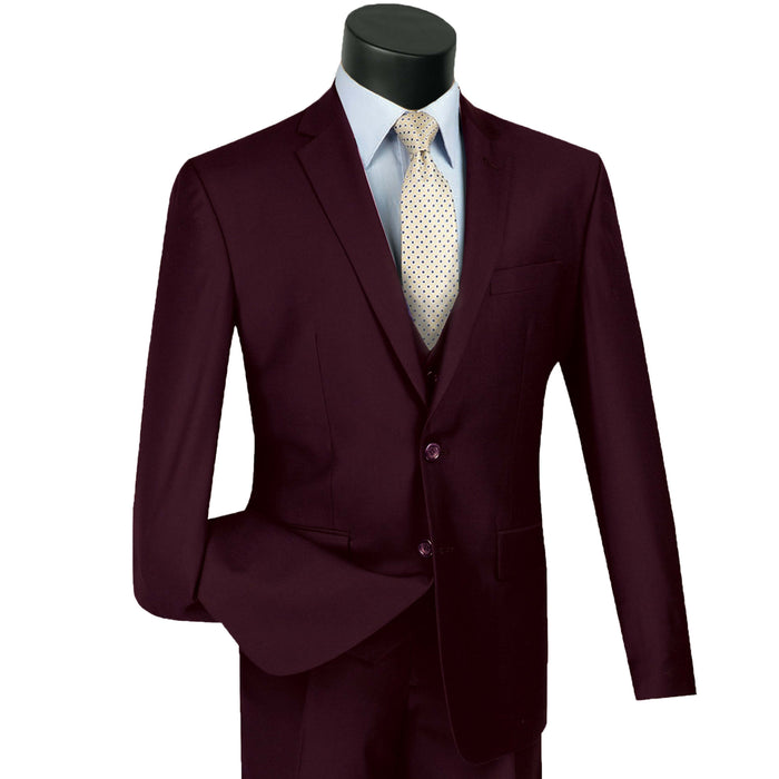 3-Piece 2-Button Slim-Fit Suit in Burgundy