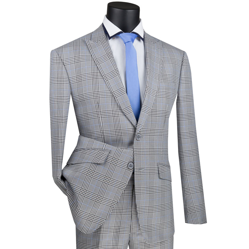 Glen Plaid Stretch Slim-Fit Suit in Gray