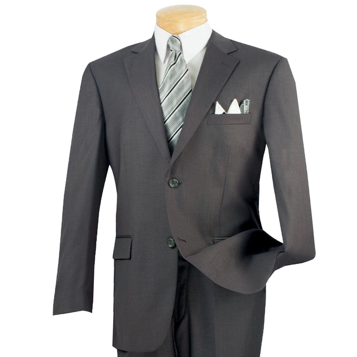 2-Button Classic-Fit Suit w/ Flat Front Pants in Heather Gray