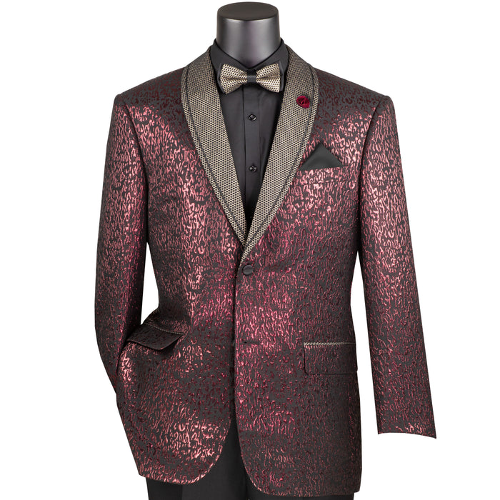 Velvet Shawl-Collar Reg-Fit Tuxedo Jacket in Burgundy