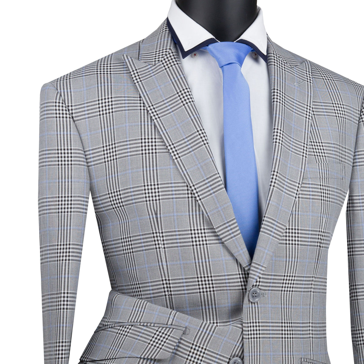 Glen Plaid Stretch Slim-Fit Suit in Gray