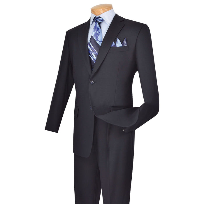 2-Button Classic-Fit Suit w/ Pleated Pants in Navy Blue