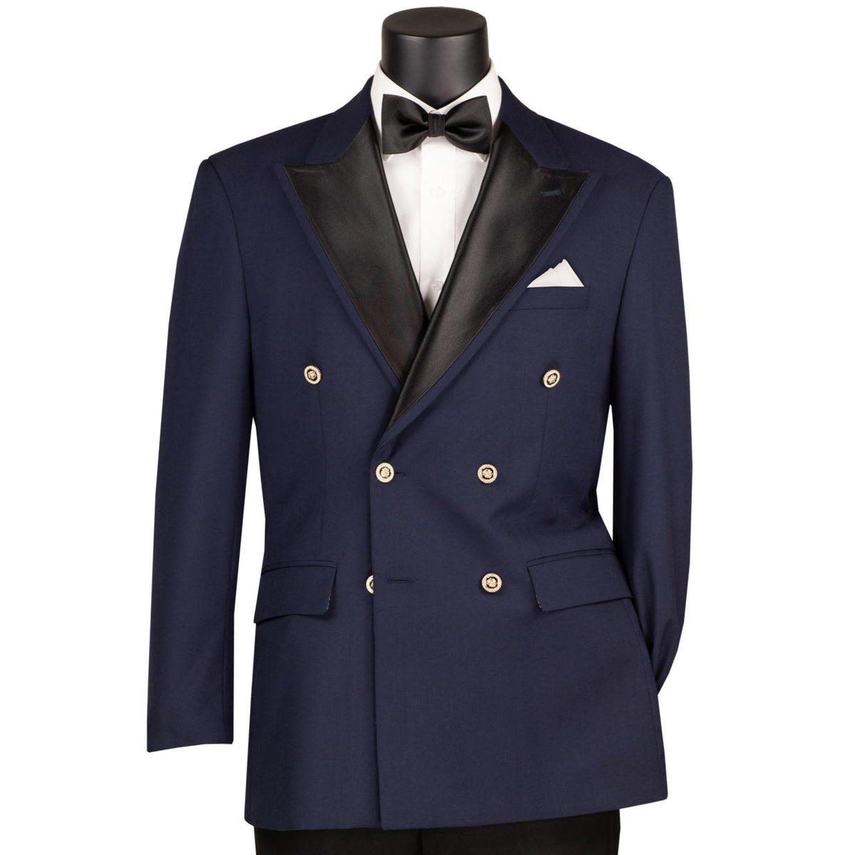 Double Breasted Modern Fit Tuxedo Dinner Jacket in Midnight Blue