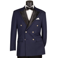 Double Breasted Modern Fit Tuxedo Dinner Jacket in Midnight Blue