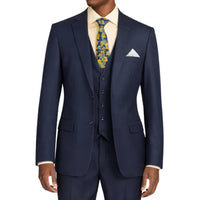 3 Piece 2 Button Classic Fit Suit w/ Flexible Waistband in Navy Blue