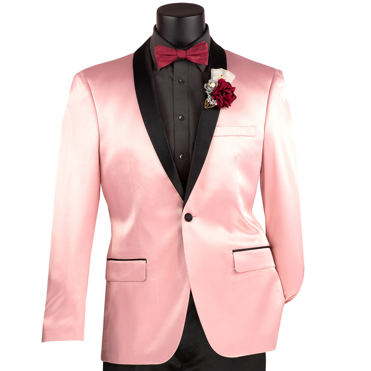 Sateen Slim-Fit Stretch Tuxedo Jacket in Blush Pink