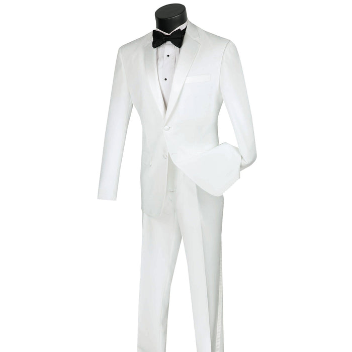 Slim-Fit Poplin Polyester Tuxedo in White