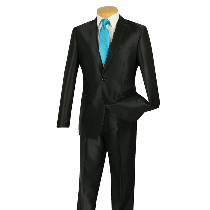 Sharkskin 2-Button Slim-Fit Suit in Black