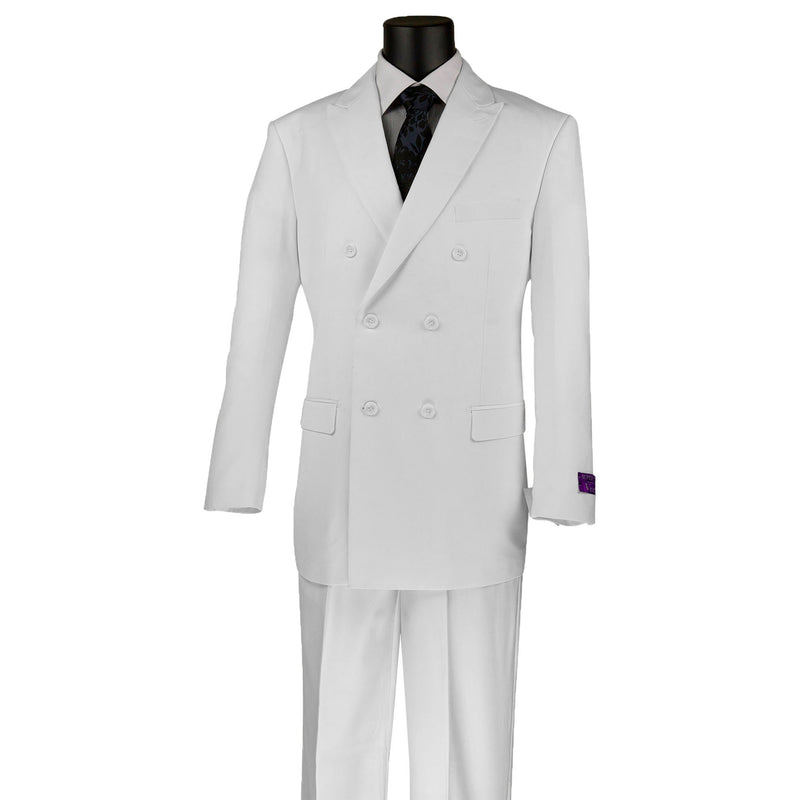 Double-Breasted Classic-Fit Suit w/ Adjustable Waistband in White