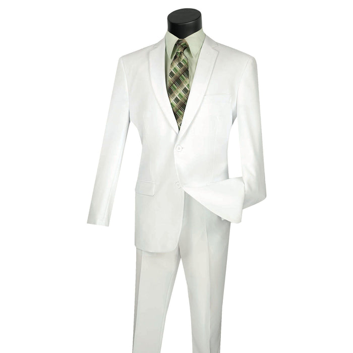 2-Button Slim-Fit Poplin Polyester Suit in White