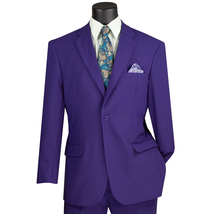 2-Button Classic-Fit Poplin Polyester Suit in Purple