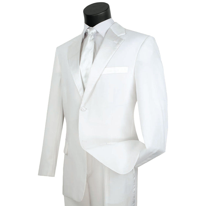 Classic-Fit Poplin Polyester Tuxedo in White