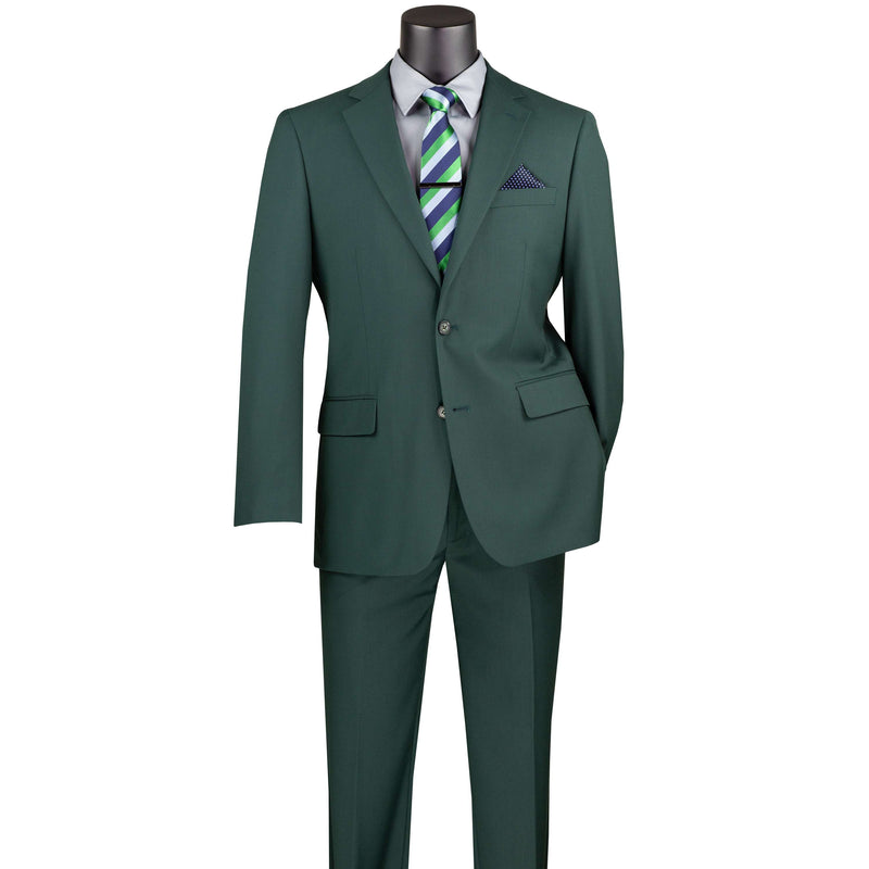 2-Button Classic-Fit Suit w/ Adjustable Waistband in Hunter Green
