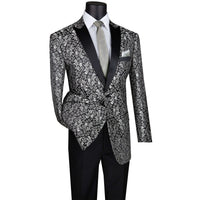 Paisley 2-Button Reg-Fit Tuxedo Jacket in Silver