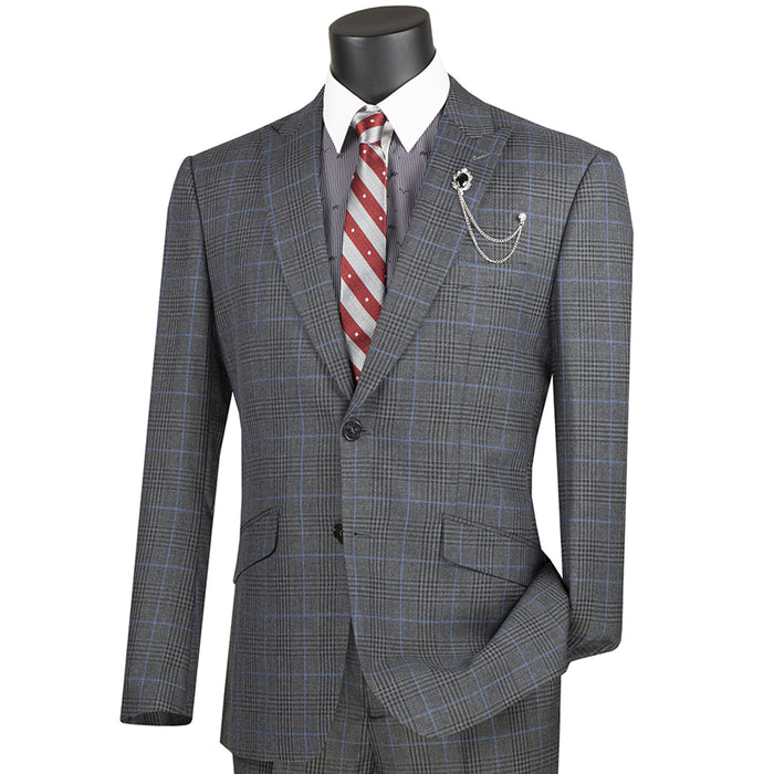 Glen Plaid Stretch Slim-Fit Suit in Charcoal Gray