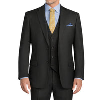 3 Piece 2 Button Classic Fit Suit w/ Flexible Waistband in Black