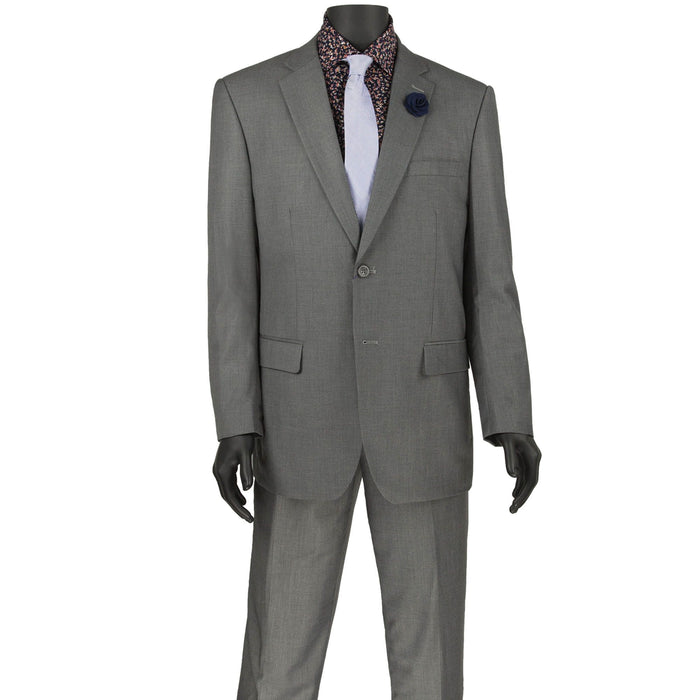 2-Button Classic-Fit Suit w/ Flat Front Pants in Medium Gray