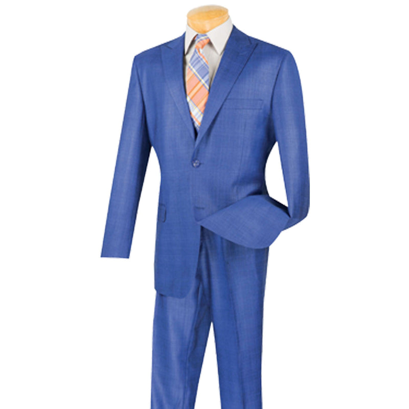 Glen Plaid Classic-Fit Suit w/ Peak Lapel in Blue