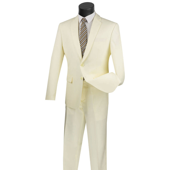 2-Button Slim-Fit Poplin Polyester Suit in Ivory