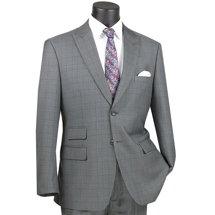 2-Button Glen Plaid Modern-Fit Suit in Gray