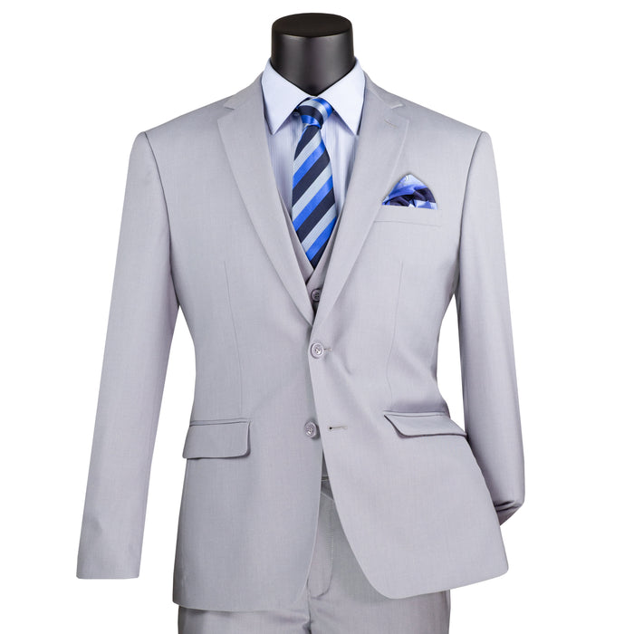 3-Piece 2-Button Slim-Fit Suit in Light Gray