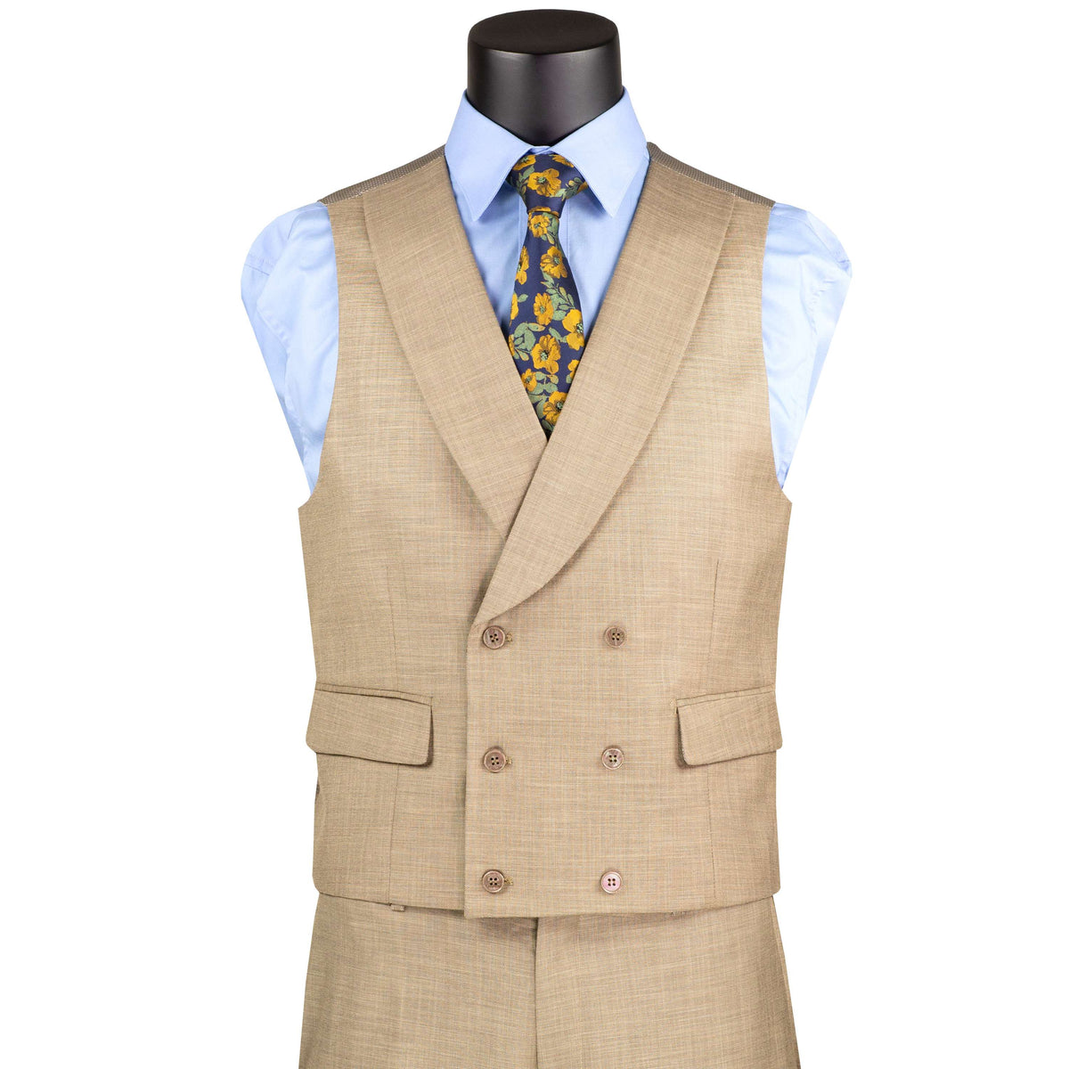Textured 3-Piece Modern-Fit Suit w/ Adjustable Waistband in Taupe