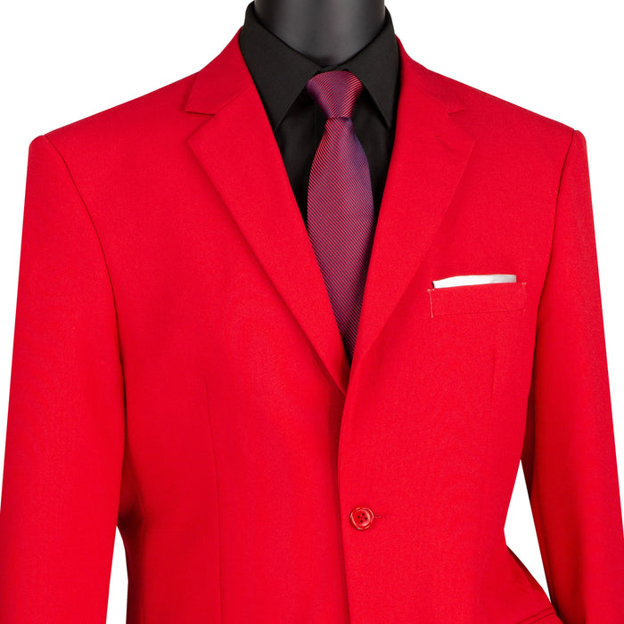 2-Button Classic-Fit Poplin Polyester Suit in Red