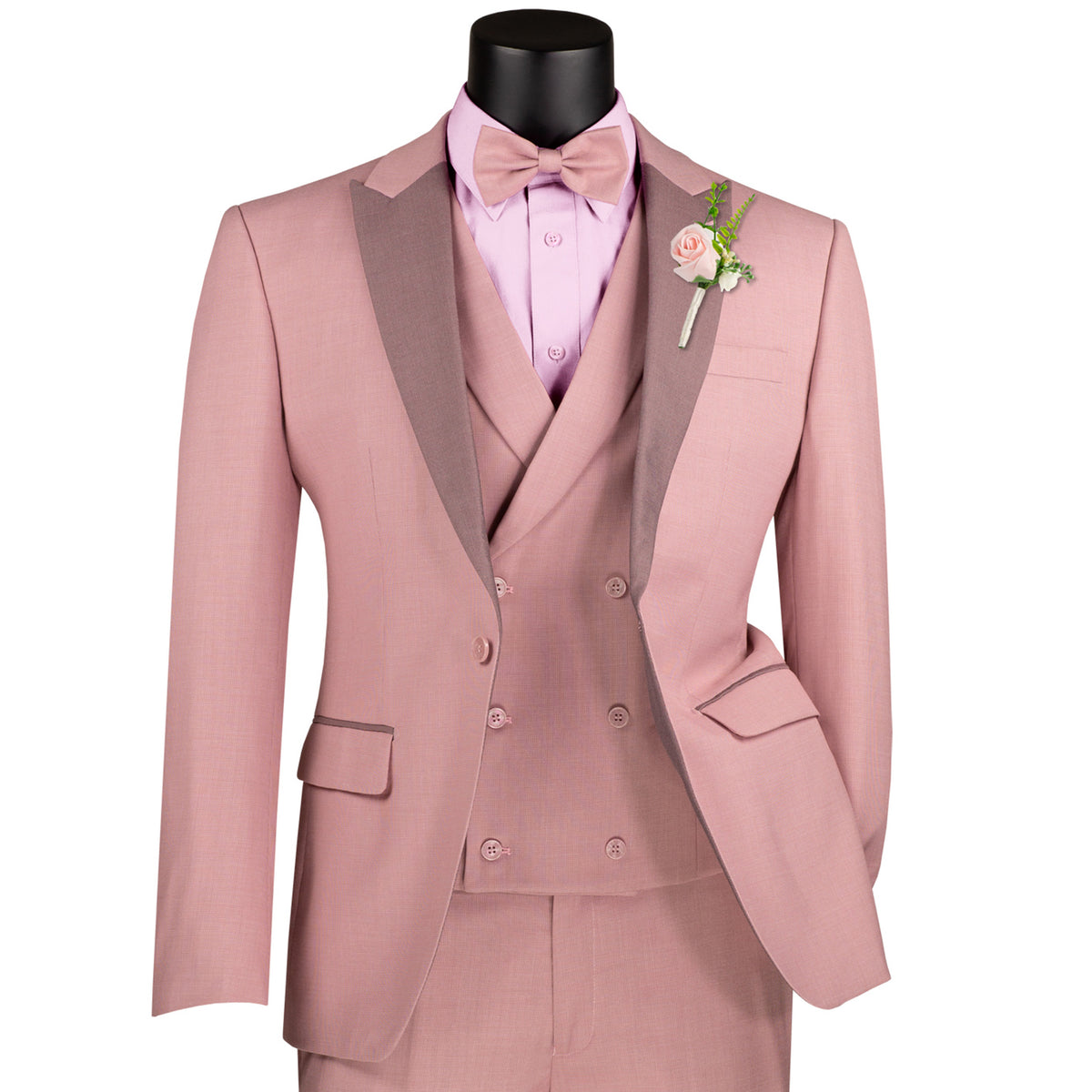 3-Piece Slim-Fit Tuxedo w/ Bow-Tie in Mauve