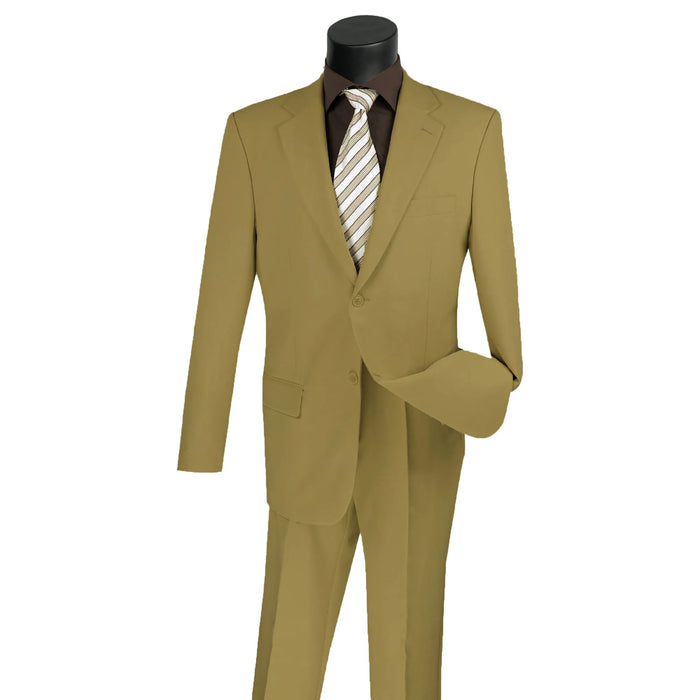 2-Button Classic-Fit Poplin Polyester Suit in Khaki