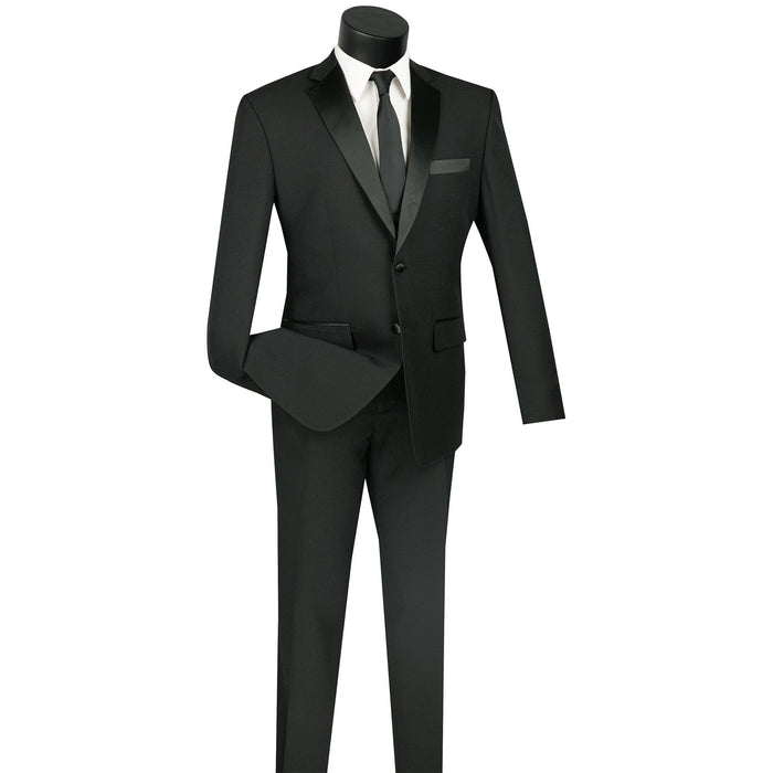 Slim-Fit Poplin Polyester Tuxedo in Black