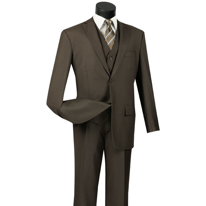 3-Piece 2-Button Classic-Fit Suit in Brown