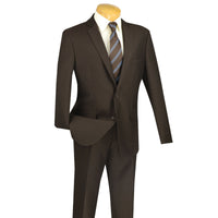 Textured Weave Stretch Slim-Fit Suit in Brown