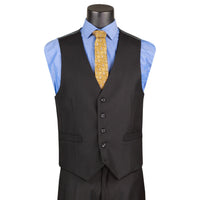 3 Piece 2 Button Classic Fit Suit w/ Flexible Waistband in Black