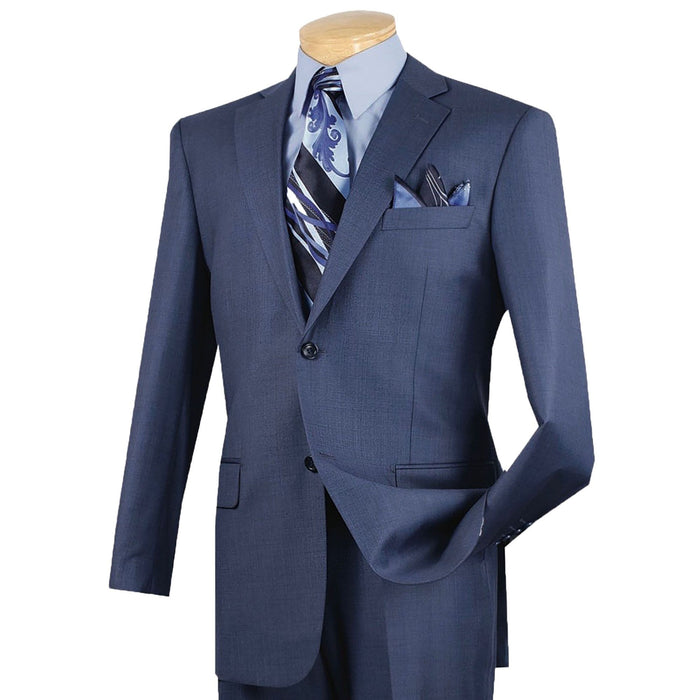 Textured Solid Classic-Fit Suit in Blue