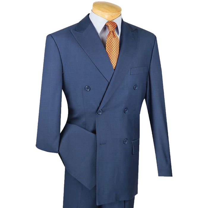 Double-Breasted Classic-Fit Suit w/ Adjustable Waistband in Blue