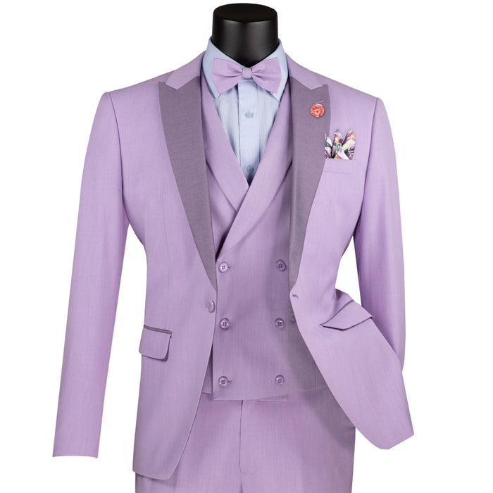 3-Piece Slim-Fit Tuxedo w/ Bow-Tie in Lavender