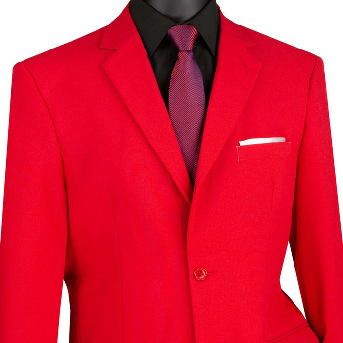 2-Button Slim-Fit Poplin Polyester Suit in Red