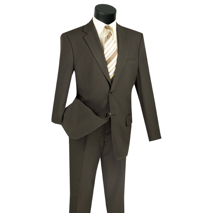 2-Button Slim-Fit Poplin Polyester Suit in Brown